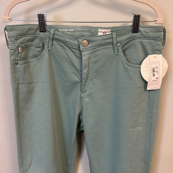 AG Adriano Goldschmied Cropped Pants in Light Teal - Picture 2 of 9